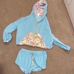 Loveshackfancy x Hurley zip up short set